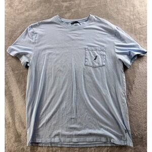 Nautica Performance Tee Shirt Men's XL Light Blue‎ Stretch Pocket Casual